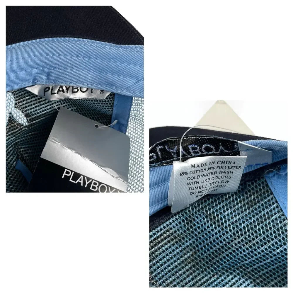 NWT Vintage Y2K Playboy Bunny Blue Trucker Hat Cap Headwear New With Tags